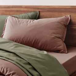 alinea Taie D'Oreiller*Lot de 2 taies d'oreiller en percale de coton - brun rhassoul 50x70cm Marron