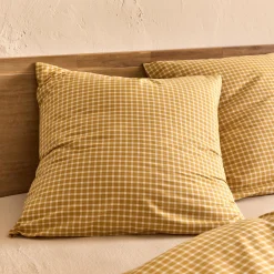 alinea Taie D'Oreiller*Lot de 2 taies d'oreiller en coton motif carreaux 63x63cm - Jaune