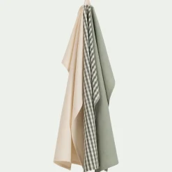 alinea Tablier Et Torchon*Lot de 3 torchons dépareillés en coton 50x70cm - Bleu