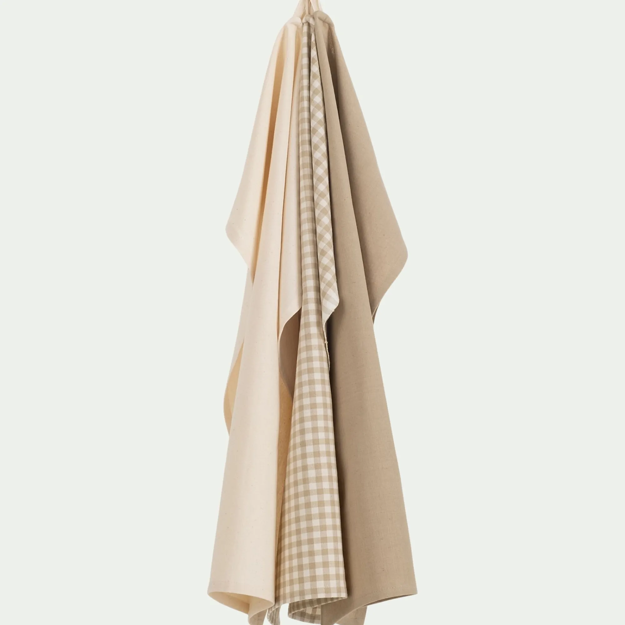 alinea Tablier Et Torchon*Lot de 3 torchons dépareillés en coton 50x70cm - Beige