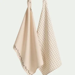 alinea Tablier Et Torchon*Lot de 2 torchons en coton à motifs 50x70cm - Noir