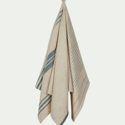 alinea Tablier Et Torchon*Lot de 3 torchons en coton beige et bleu Blanc