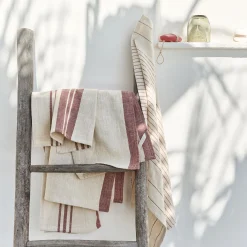alinea Tablier Et Torchon*Lot de 3 torchons rayés en coton - beige et terracotta 50x70cm Rouge