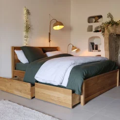 alinea Tiroir Et Bout De Lit*Lot de deux tiroirs de rangement en bois pour lit RENO - Bois clair