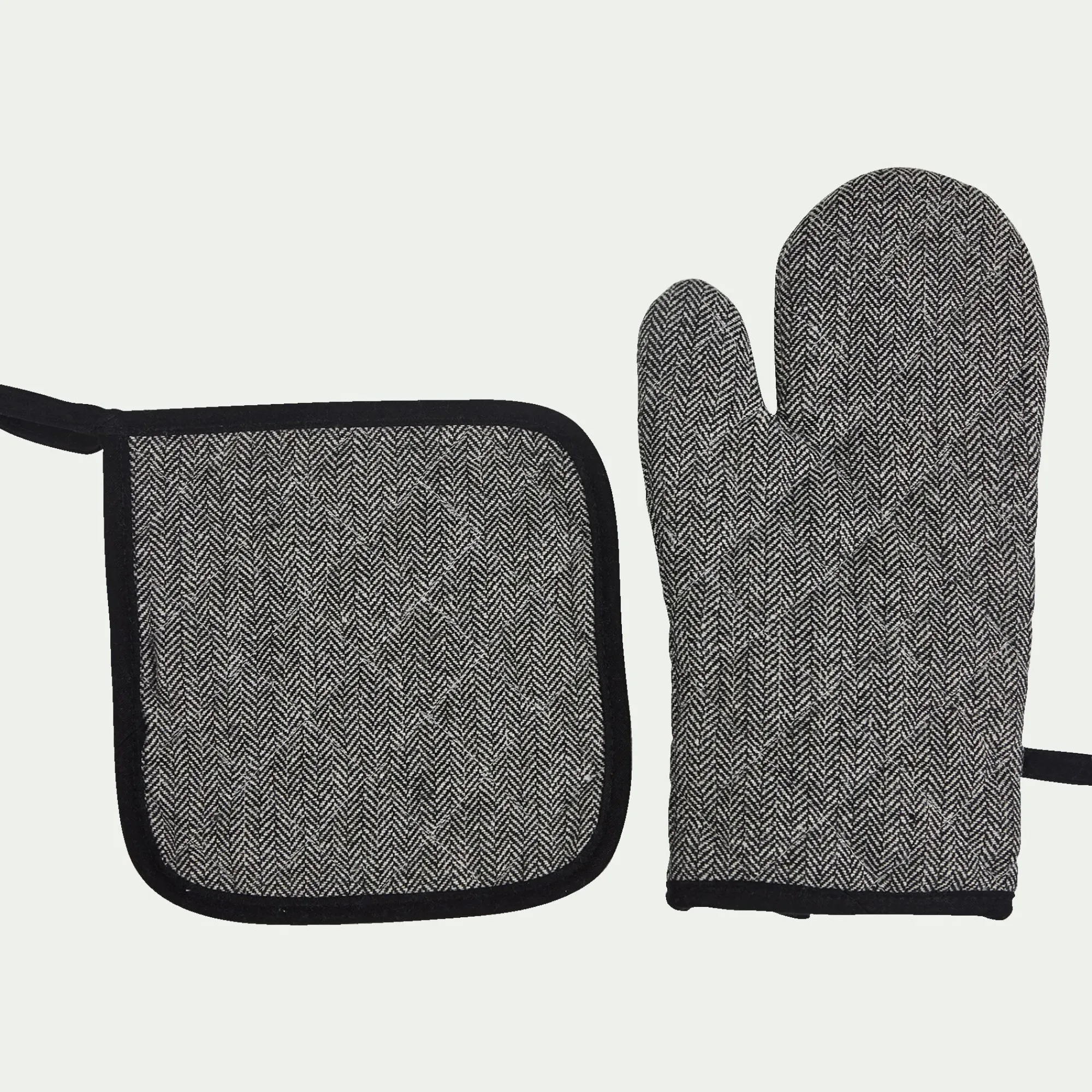 alinea Tablier Et Torchon*Lot de manique et gant - anthracite Gris