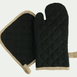 alinea Tablier Et Torchon*Lot de manique et gant de cuisine - Noir