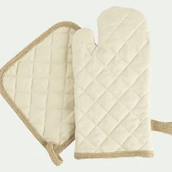 alinea Tablier Et Torchon*Lot de manique et gant de cuisine - Beige