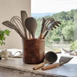 alinea Ustensile De Cuisine|Couvert De Service*Louche en bois et silicone - brun terre ombre