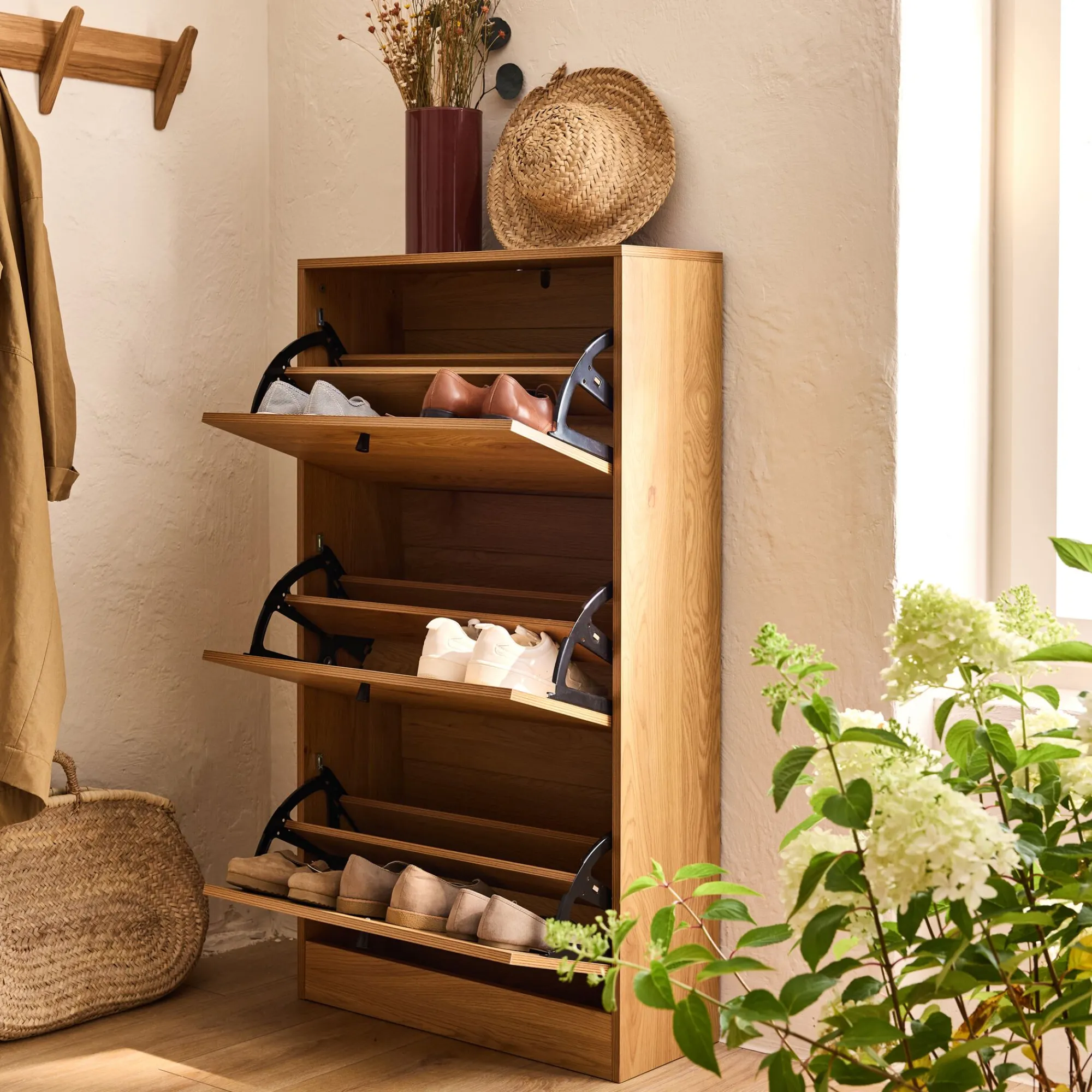 alinea Meuble D'Entrée*Meuble à chaussures en bois - Bois clair