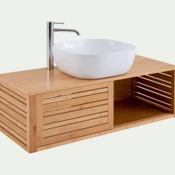 alinea Meuble Sous Vasque*Meuble sous vasque murale en bambou L95xl40xH30cm - Bois clair