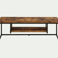 alinea Meuble Tv*Meuble TV 2 plateaux effet bois et acier - 120cm - marron Bois foncé