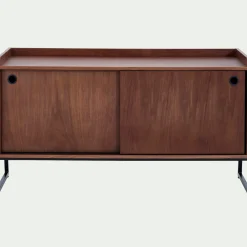 alinea Meuble Tv*Meuble TV 2 portes en bois L120xl40xH65cm - Bois foncé