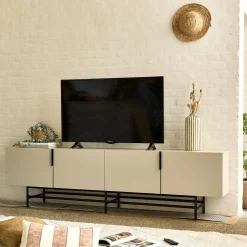 alinea Meuble Tv*Meuble TV en bois 4 portes - Beige