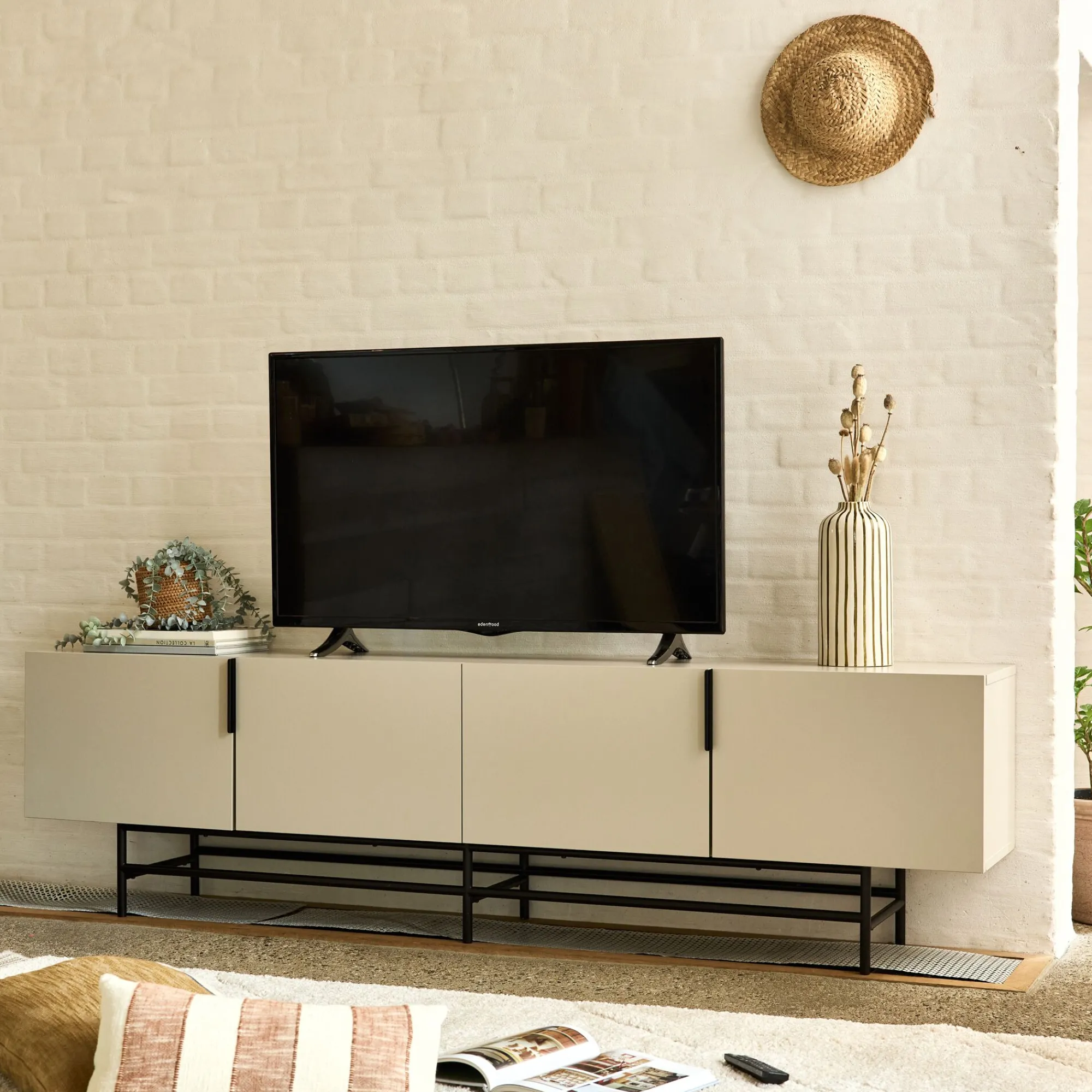 alinea Meuble Tv*Meuble TV en bois 4 portes - Beige