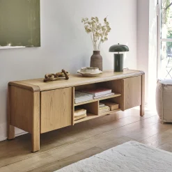alinea Meuble Tv*Meuble TV en chêne massif 2 portes - Bois clair