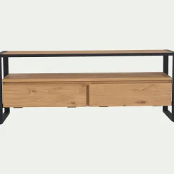 alinea Meuble Tv*Meuble TV en pin massif et métal L130cm - Bois clair