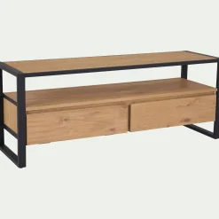 alinea Meuble Tv*Meuble TV en pin massif et métal L130cm - Bois clair