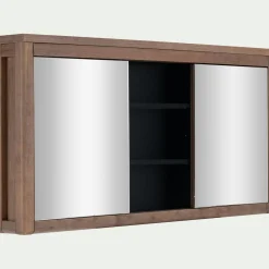 alinea Miroir De Salle De Bain*Miroir double avec rangement en pin placage eucalyptus L120xl42cm - Bois foncé