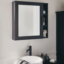 alinea Miroir De Salle De Bain*Miroir rectangulaire de salle de bain en bois de cèdre - L61,5cm Noir