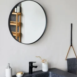 alinea Miroir|Miroir De Salle De Bain*Miroir rond en bois D50cm - Noir