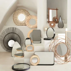 alinea Miroir|Miroir De Salle De Bain*Miroir rond en bois D50cm - Noir