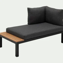 alinea Canapé Extérieur|Fauteuil De Jardin*Méridienne de jardin en aluminium et eucalyptus - (2 places) Noir