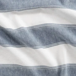 alinea Nappe*Nappe à rayures bleues en lin et coton 150x250cm - Blanc