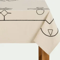 alinea Nappe*Nappe en coton brodée - écru 140x250cm Beige