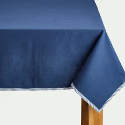 alinea Nappe*Nappe en coton finition biais bicolore 150x250cm - abysse Bleu