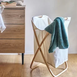alinea Panier À Linge*Panier à linge en polycoton et bambou H67xL46cm - blanc