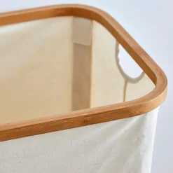 alinea Panier À Linge*Panier à linge en polycoton et bambou H60xL54cm - blanc