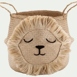 alinea Matelas Enfant|Panier Déco Enfant*Panier déco lion en jonc de mer D40xH38cm - naturel