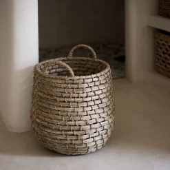 alinea Panier*Panier déco tressé en jonc de mer H24cm - naturel