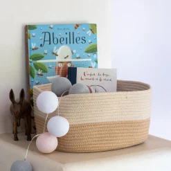 alinea Matelas Enfant|Panier*Panier de rangement bicolore en tissu H20cm - beige