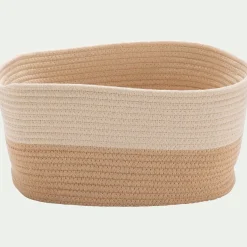 alinea Matelas Enfant|Panier*Panier de rangement bicolore en tissu H20cm - beige