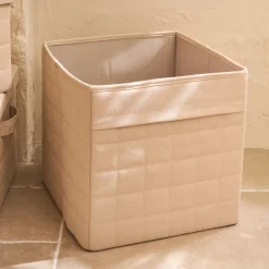 alinea Matelas Enfant|Panier*Panier de rangement cubique en tissu L30cm - beige