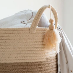 alinea Matelas Enfant|Panier*Panier de rangement en polycoton D38xH50cm - beige