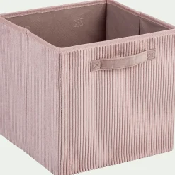 alinea Matelas Enfant|Boîte De Rangement Enfant*Panier de rangement en velours côtelé - H30xL30cm Rose