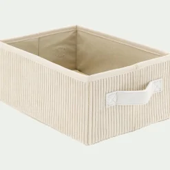 alinea Matelas Enfant|Boîte De Rangement Enfant*Panier de rangement en velours côtelé H12xL26xl20 cm - Blanc ventoux