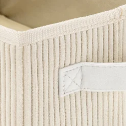 alinea Matelas Enfant|Boîte De Rangement Enfant*Panier de rangement en velours côtelé H12xL26xl20 cm - Blanc ventoux