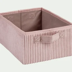 alinea Matelas Enfant|Boîte De Rangement Enfant*Panier de rangement en velours côtelé - H12xL26xl20cm Rose
