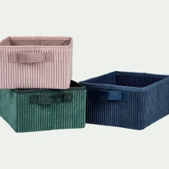 alinea Matelas Enfant|Boîte De Rangement Enfant*Panier de rangement en velours côtelé - H12xL26xl20cm Rose