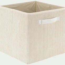 alinea Matelas Enfant|Boîte De Rangement Enfant*Panier de rangement en velours côtelé H30xL30cm - Blanc ventoux