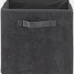 alinea Matelas Enfant|Boîte De Rangement Enfant*Panier de rangement en velours côtelé H30xL30cm - Gris ardoise
