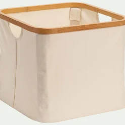 alinea Accessoire De Salle De Bain|Panier*Panier en polycoton et bambou H15xL33cm - blanc