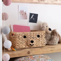 alinea Matelas Enfant|Panier Déco Enfant*Panier ourson en jacinthe d'eau 20x30cm - naturel