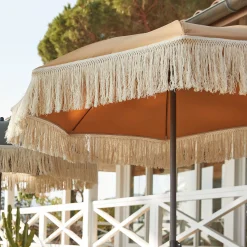 alinea Parasol De Balcon|Parasol Droit*Parasol à franges D180cm - nèfle Beige