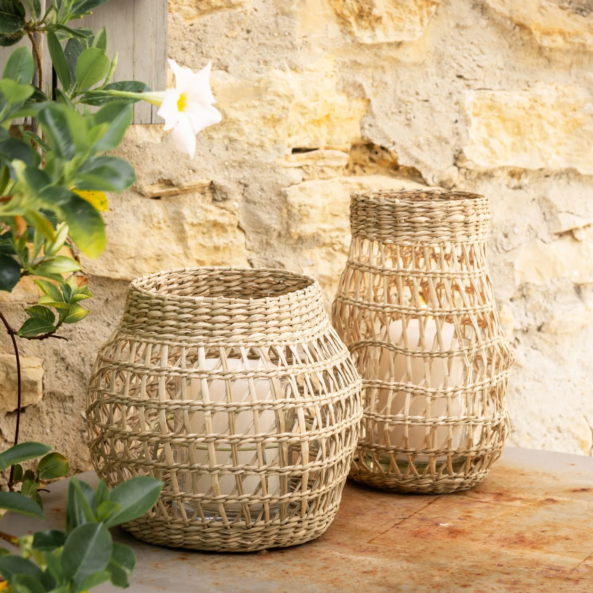 alinea Photophore*Photophore en jonc de mer H18cm - Naturel
