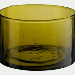alinea Photophore*Photophore en verre bullé D8cm - mousse Vert