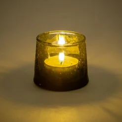 alinea Photophore*Photophore en verre bullé D6cm - vert mousse